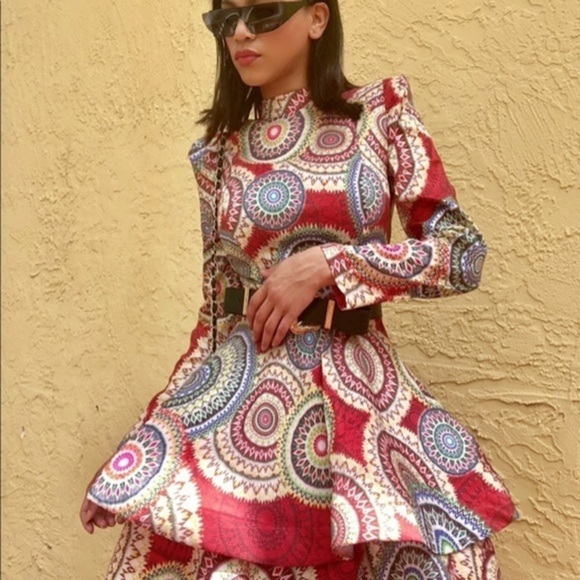 Mi Multi Colored Print Flared Dress - Picture 2 of 5